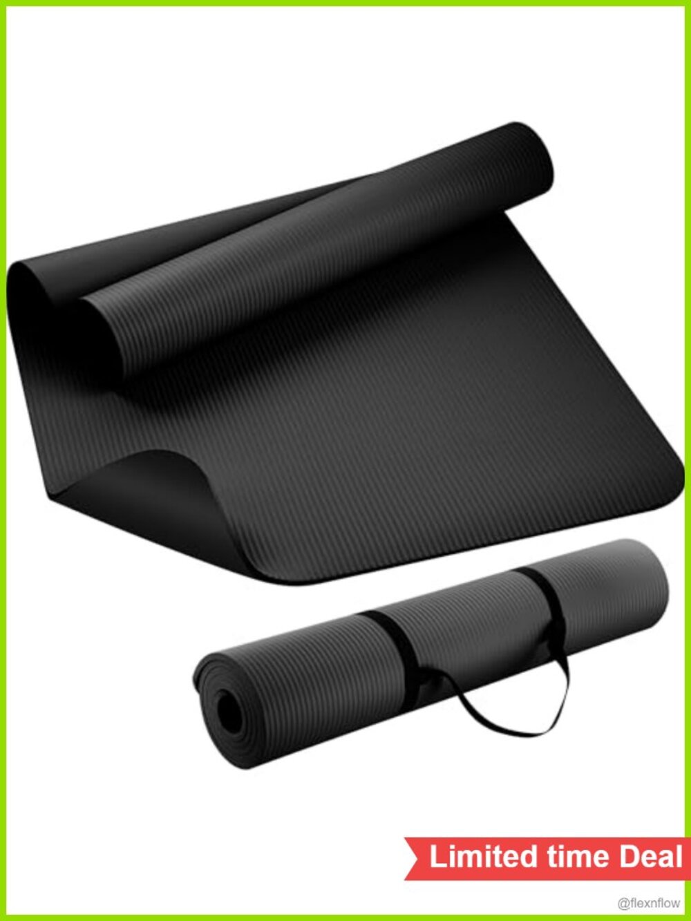 Extra Thick NBR Yoga Mat with Carry Strap, Non-Slip Exercise Mat 72x24